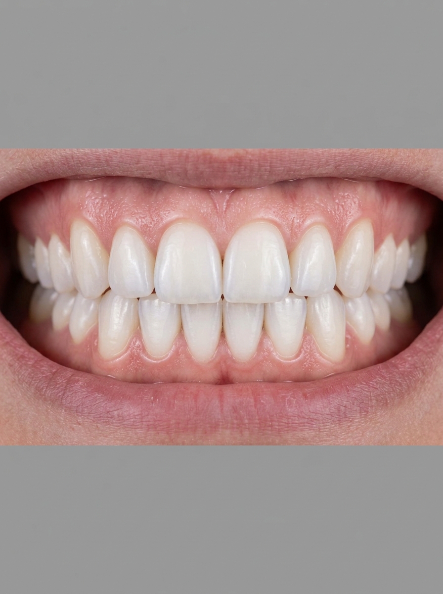 Resultado después del tratamiento de ortodoncia — dientes perfectamente alineados