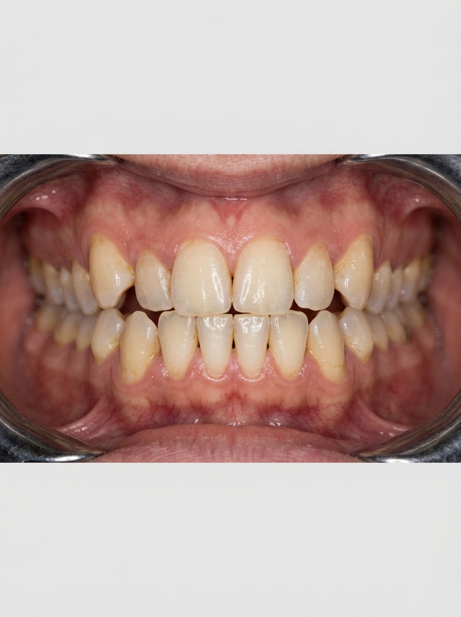 Dentadura antes del tratamiento de ortodoncia — dientes desalineados